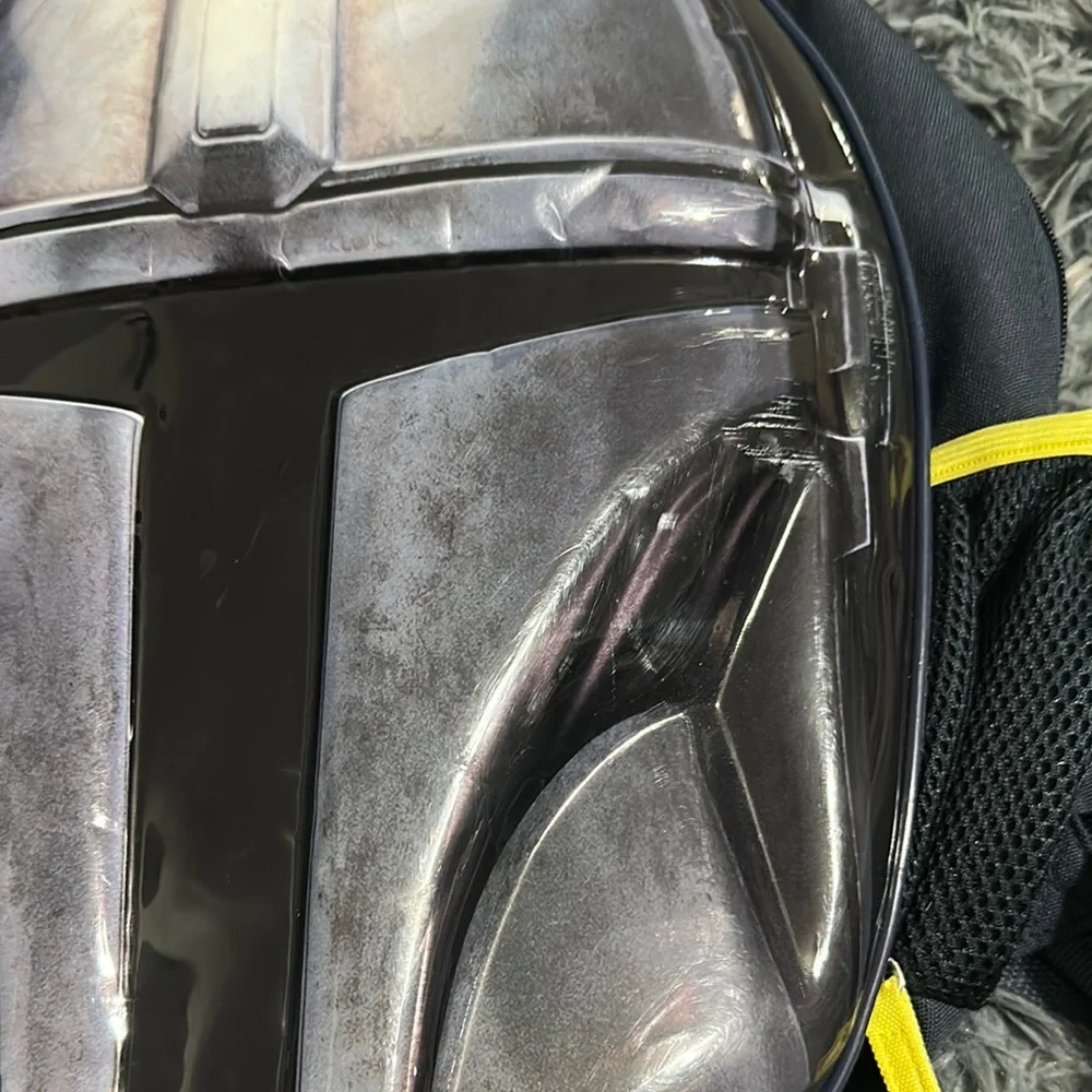 Disney Mandalorian Helmet Kids Backpack - Gray and Yellow